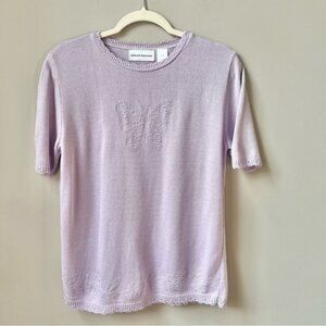 Vintage Butterfly Knit Sweater Women's Small Lilac Purple Floral 90s Dainty Twee